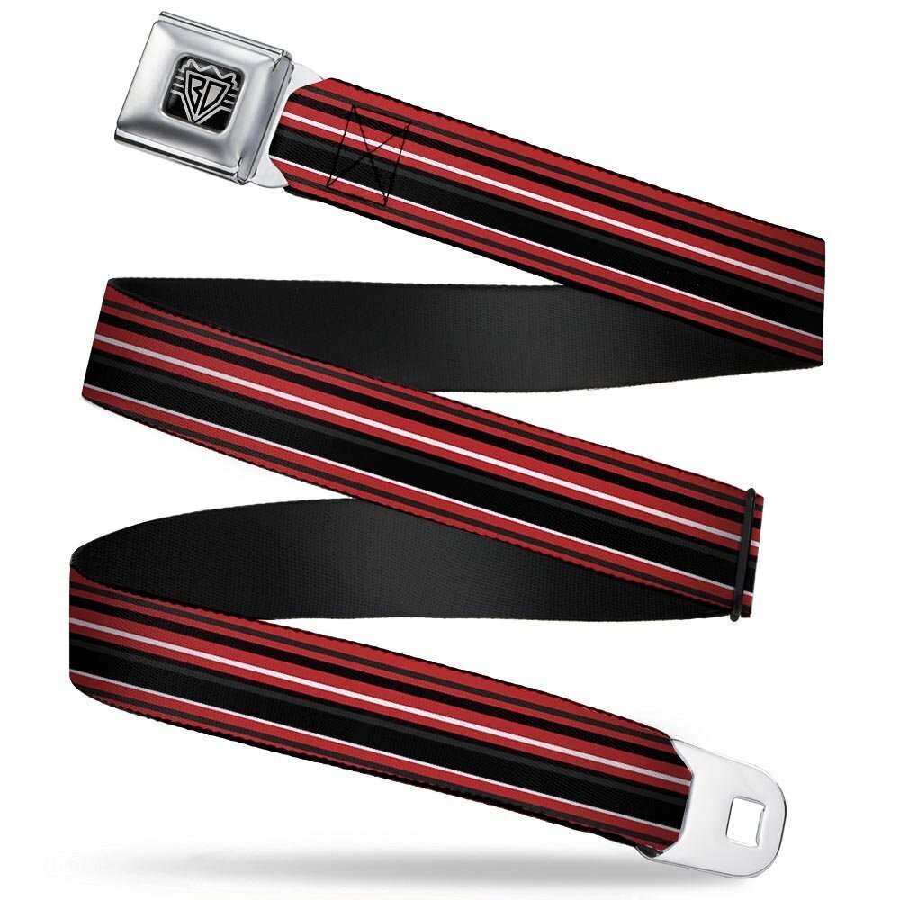 8236 Seatbelt Belt - Stripes Red/Black/White - 1.5" Wide - 32-52 Inches in